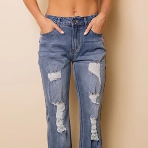 Diana Distressed Ripped Slits Wide Leg Jeans - NEW WITH TAGS